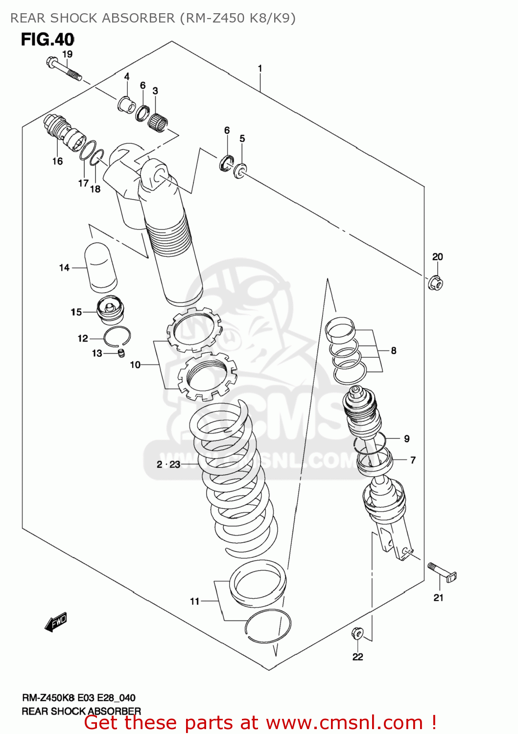 REAR SHOCK ABSORBER (RM-Z450 K8/K9) RM-Z450 2009 (K9) USA (E03) RMZ450 RM Z450