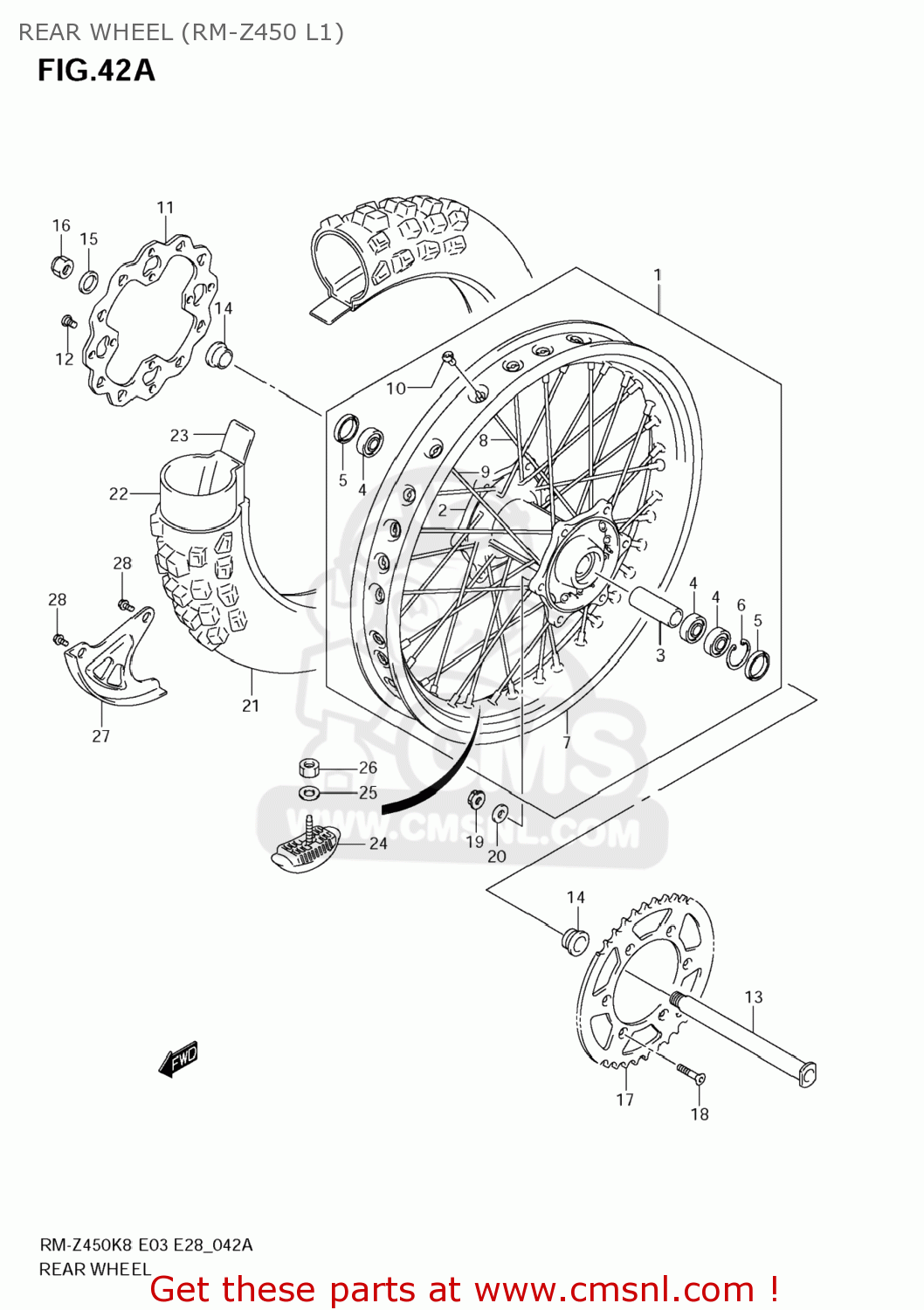 REAR WHEEL (RM-Z450 L1) RM-Z450 2009 (K9) USA (E03) RMZ450 RM Z450