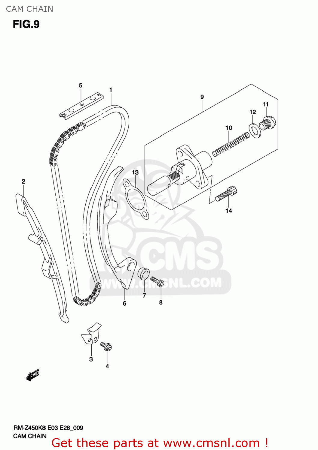 CAM CHAIN RM-Z450 2010 (L0) USA (E03) RMZ450 RM Z450