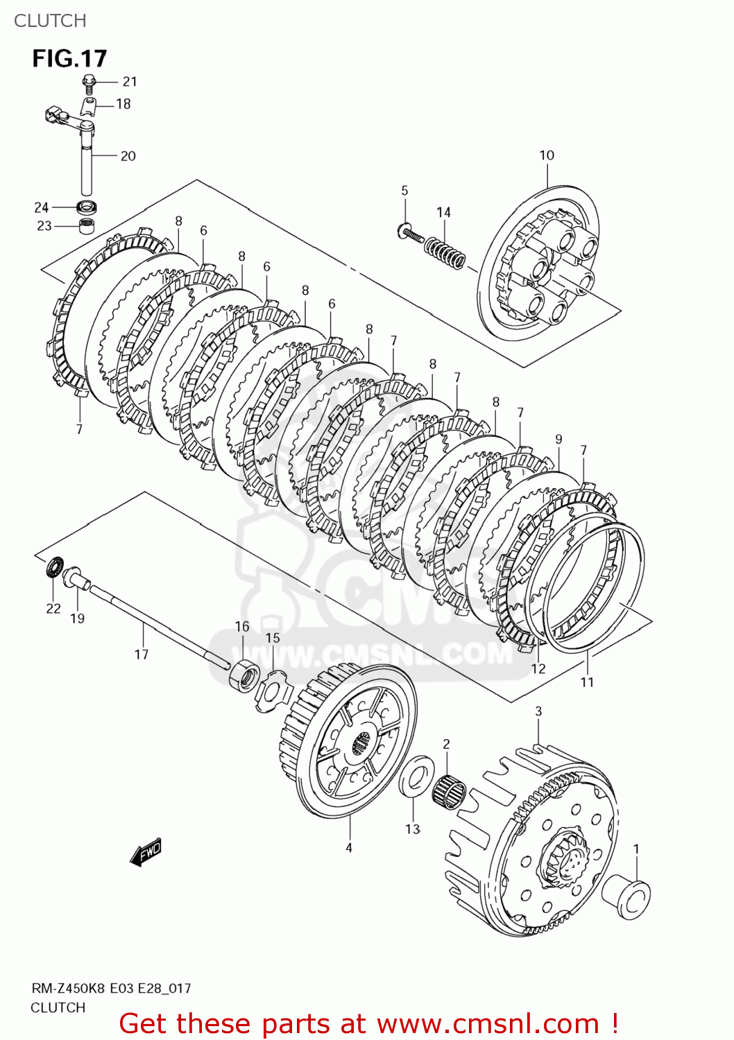 CLUTCH RM-Z450 2010 (L0) USA (E03) RMZ450 RM Z450