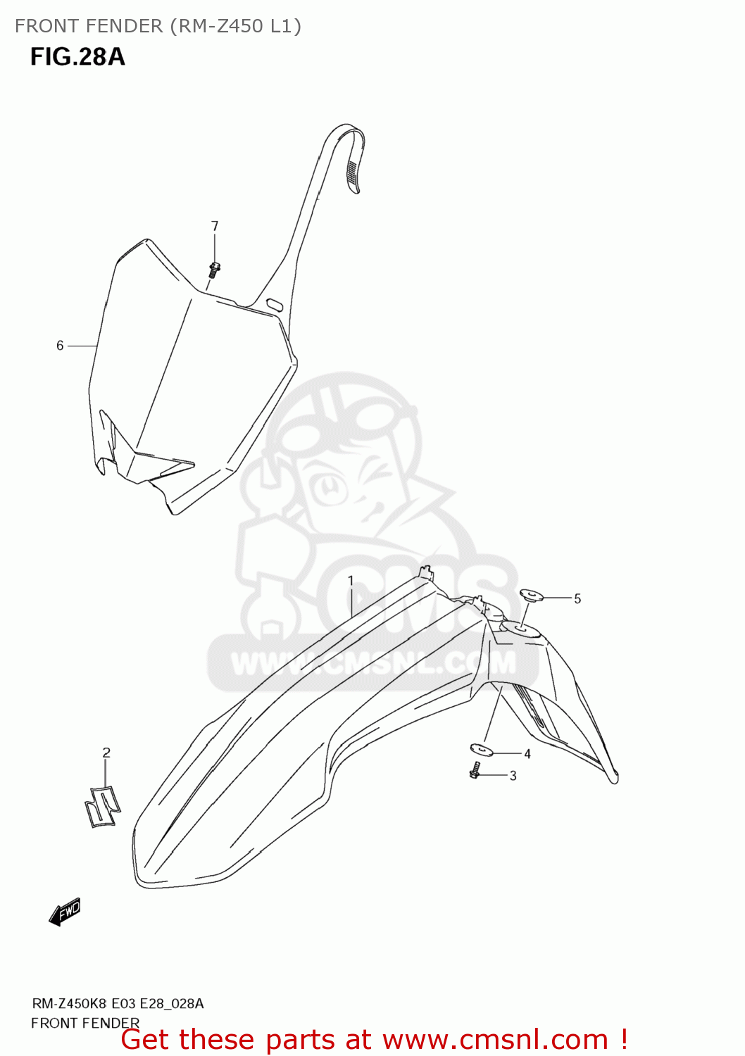 FRONT FENDER (RM-Z450 L1) RM-Z450 2010 (L0) USA (E03) RMZ450 RM Z450