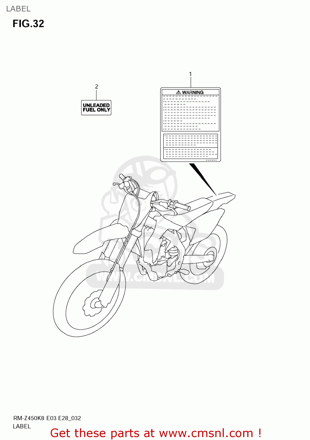 LABEL RM-Z450 2010 (L0) USA (E03) RMZ450 RM Z450