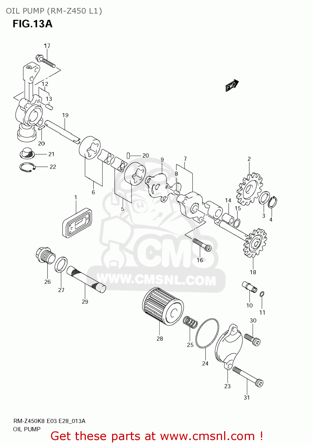 OIL PUMP (RM-Z450 L1) RM-Z450 2010 (L0) USA (E03) RMZ450 RM Z450