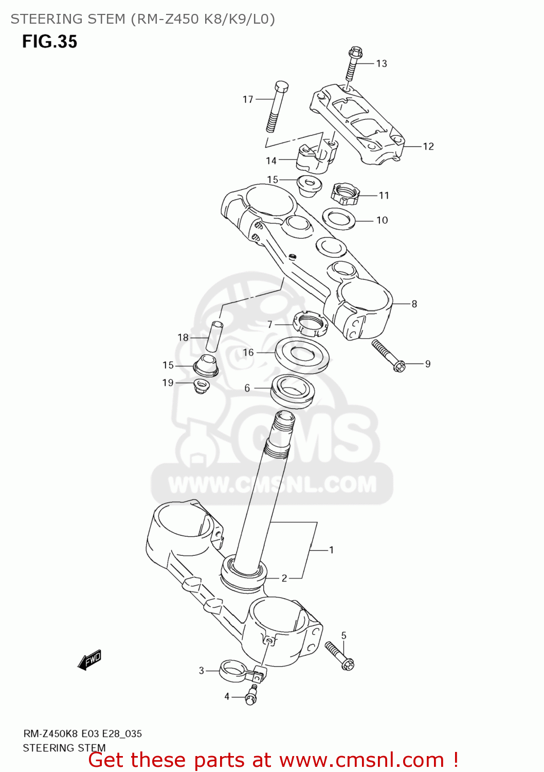 STEERING STEM (RM-Z450 K8/K9/L0) RM-Z450 2010 (L0) USA (E03) RMZ450 RM Z450