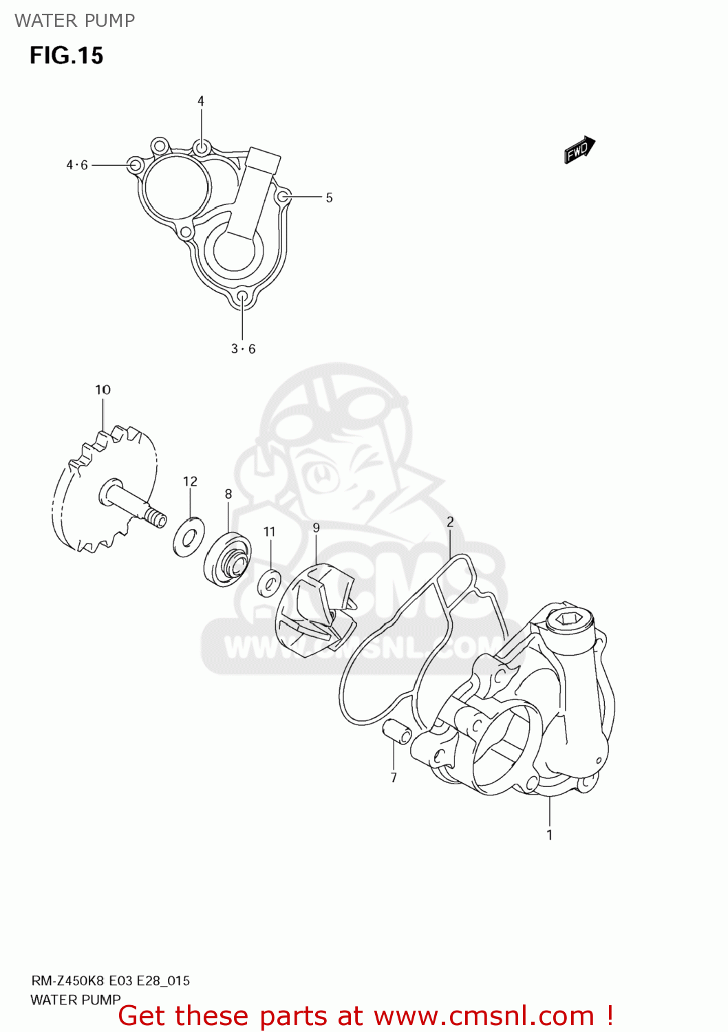 WATER PUMP RM-Z450 2010 (L0) USA (E03) RMZ450 RM Z450