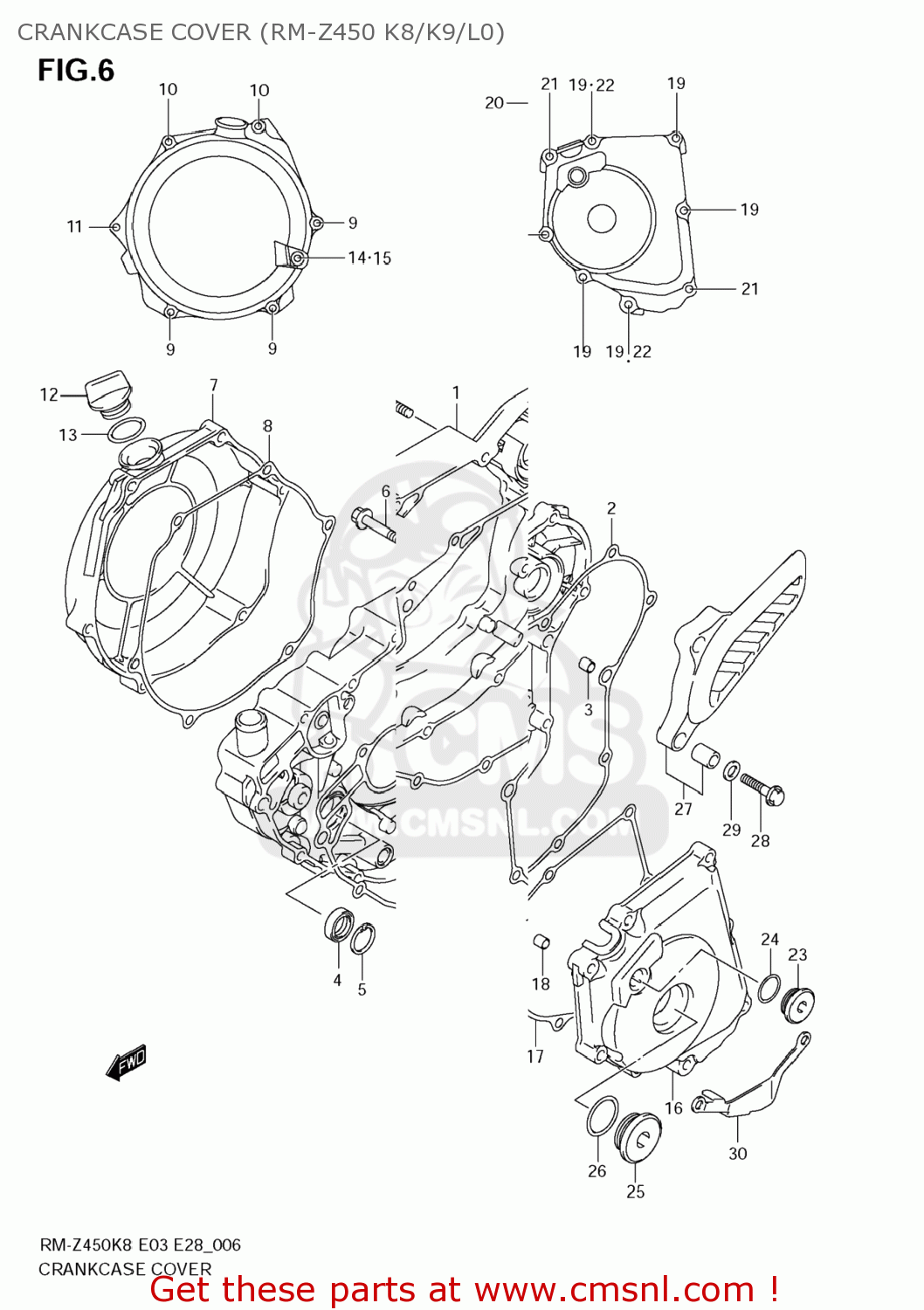 CRANKCASE COVER (RM-Z450 K8/K9/L0) RM-Z450 2011 (L1) USA (E03) RMZ450 RM Z450