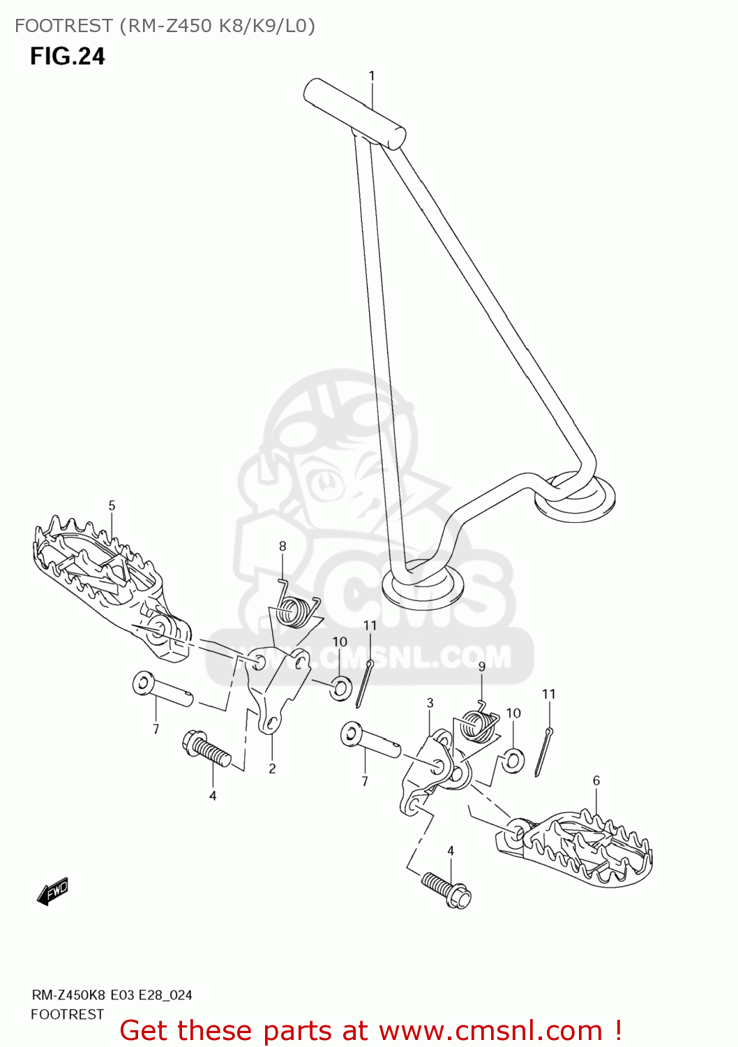 FOOTREST (RM-Z450 K8/K9/L0) RM-Z450 2011 (L1) USA (E03) RMZ450 RM Z450
