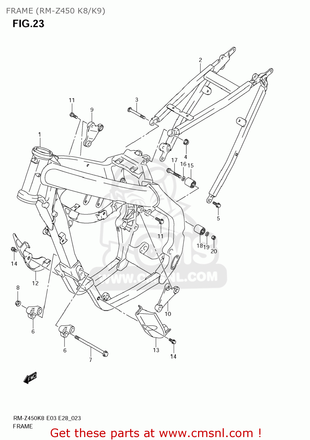 FRAME (RM-Z450 K8/K9) RM-Z450 2011 (L1) USA (E03) RMZ450 RM Z450