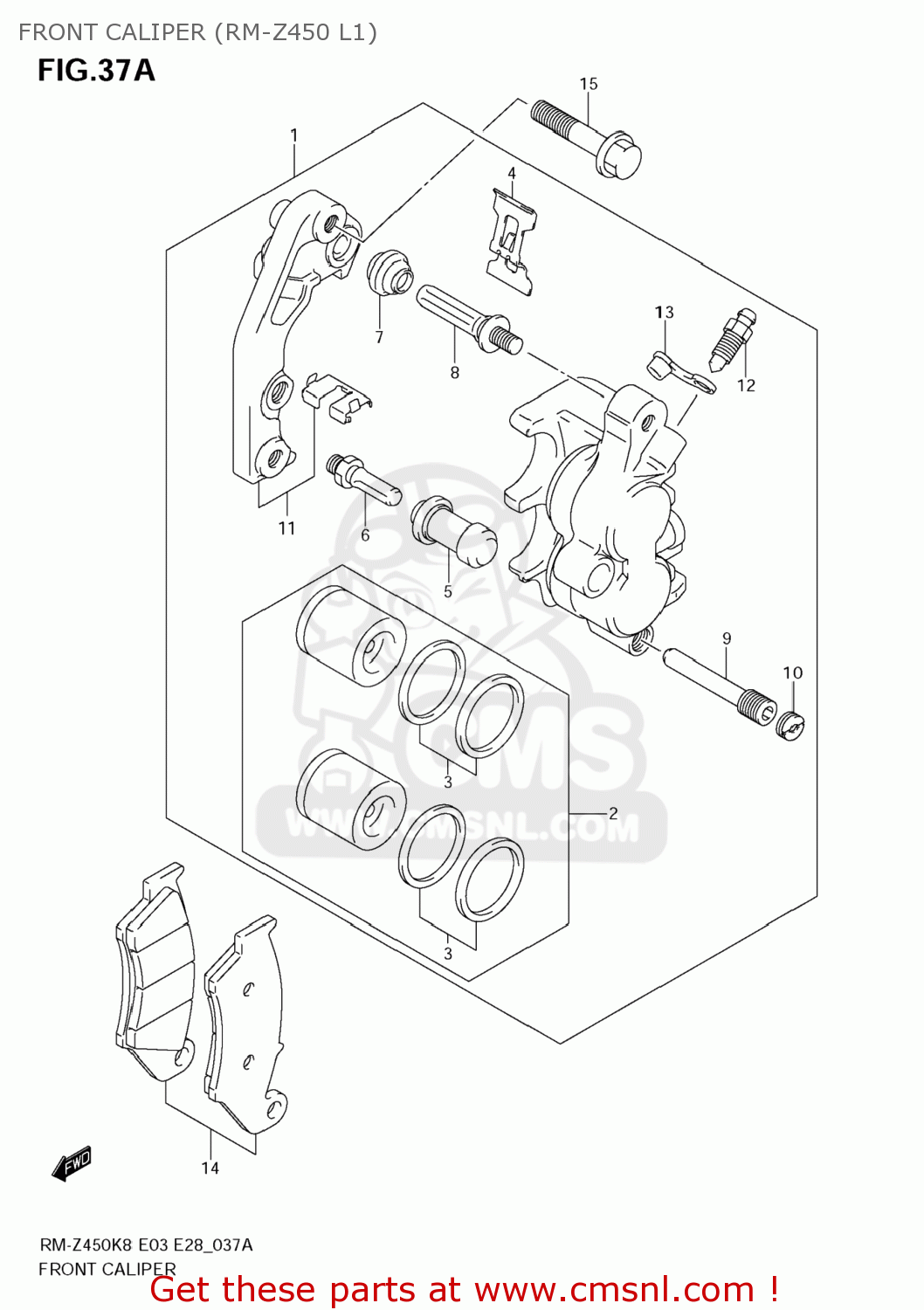 FRONT CALIPER (RM-Z450 L1) RM-Z450 2011 (L1) USA (E03) RMZ450 RM Z450