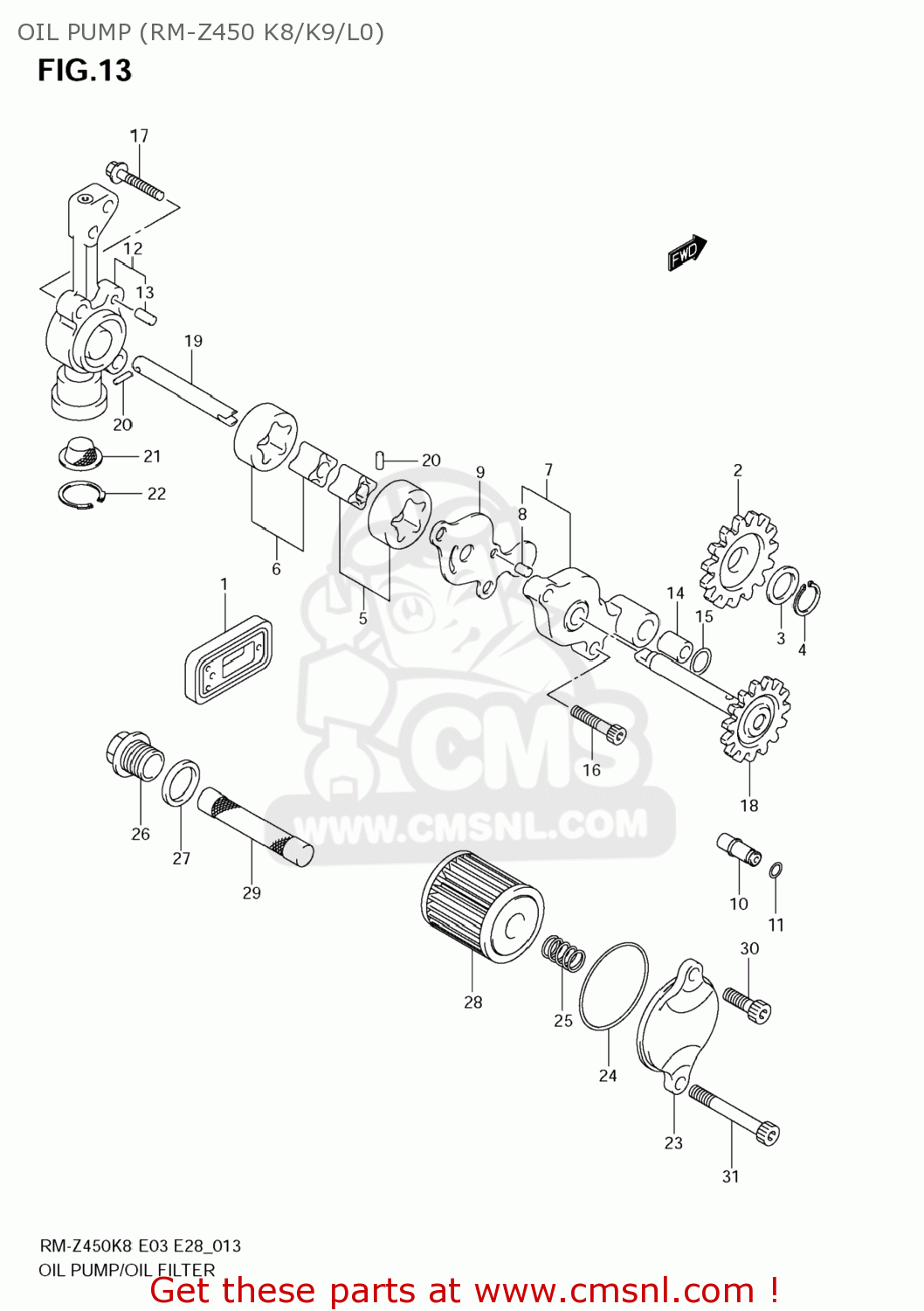 OIL PUMP (RM-Z450 K8/K9/L0) RM-Z450 2011 (L1) USA (E03) RMZ450 RM Z450