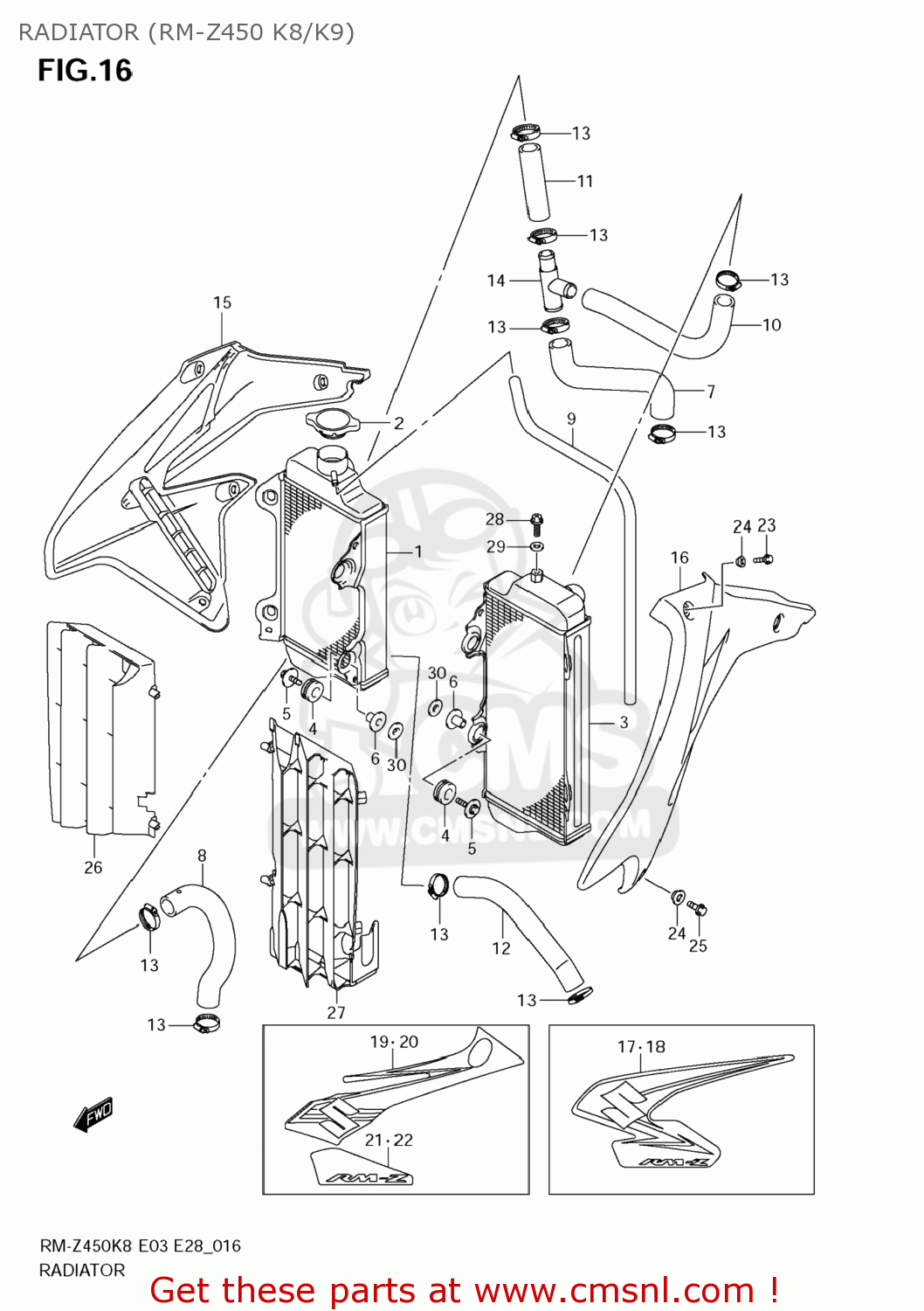 RADIATOR (RM-Z450 K8/K9) RM-Z450 2011 (L1) USA (E03) RMZ450 RM Z450