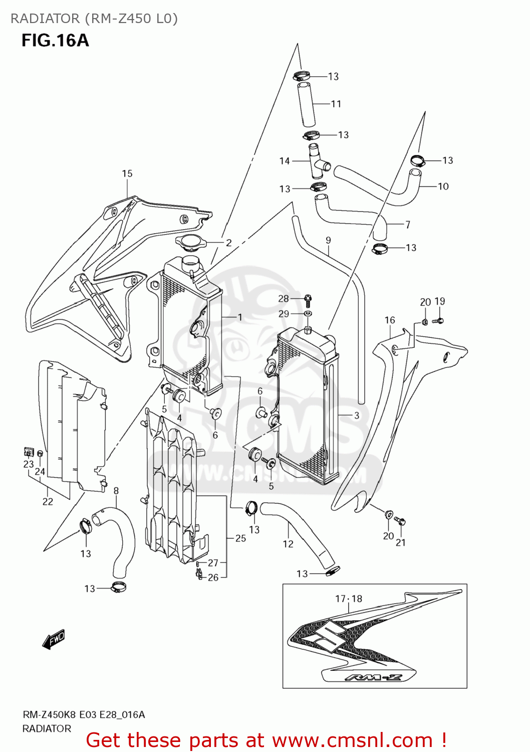 RADIATOR (RM-Z450 L0) RM-Z450 2011 (L1) USA (E03) RMZ450 RM Z450