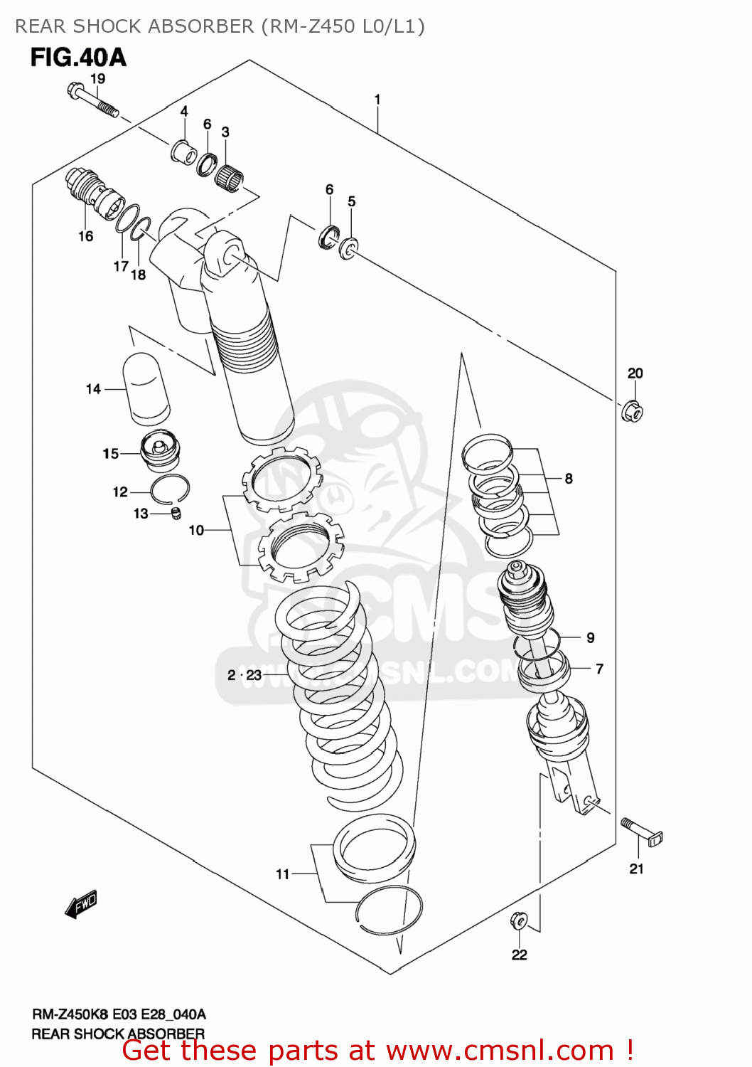 REAR SHOCK ABSORBER (RM-Z450 L0/L1) RM-Z450 2011 (L1) USA (E03) RMZ450 RM Z450