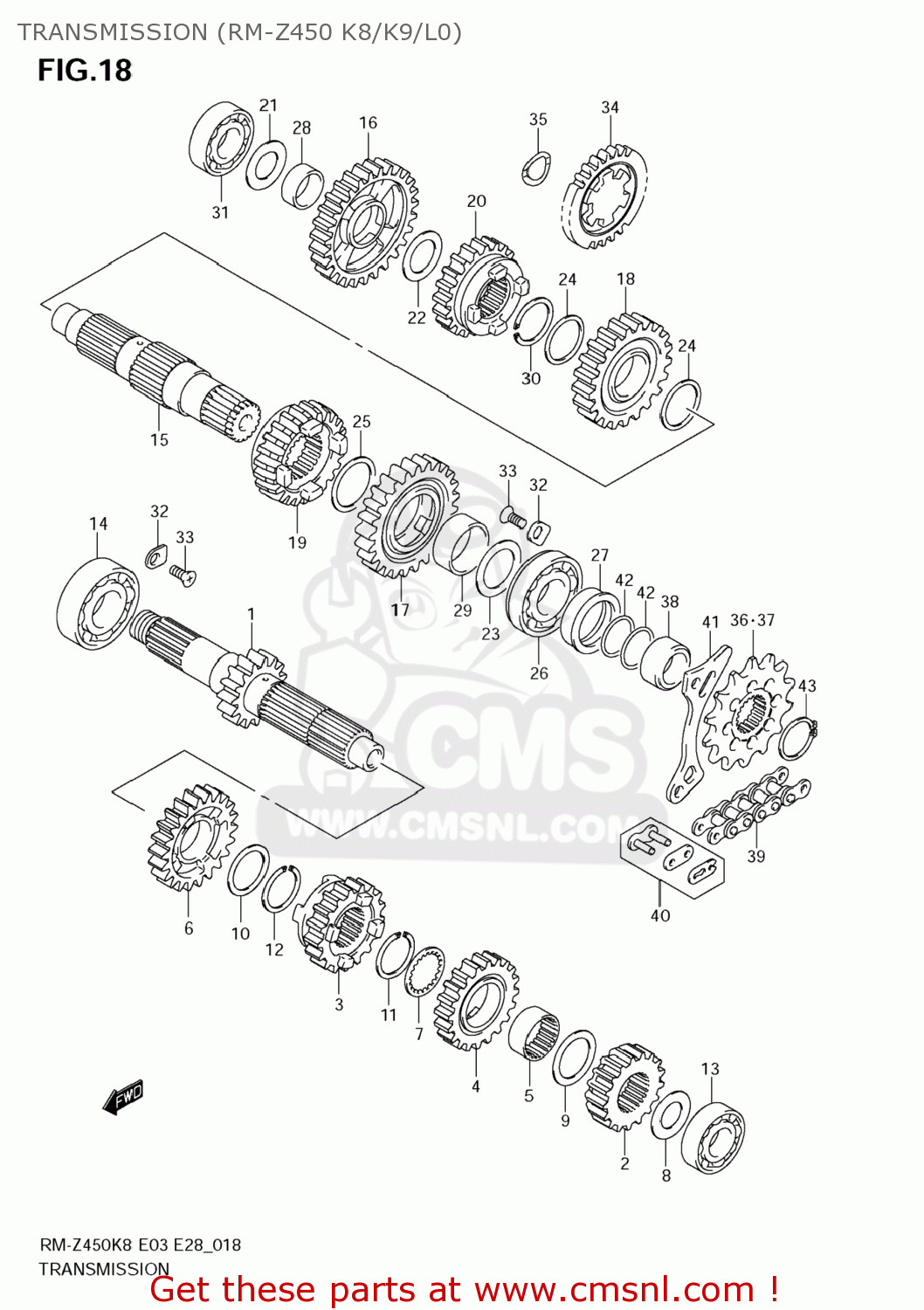 TRANSMISSION (RM-Z450 K8/K9/L0) RM-Z450 2011 (L1) USA (E03) RMZ450 RM Z450