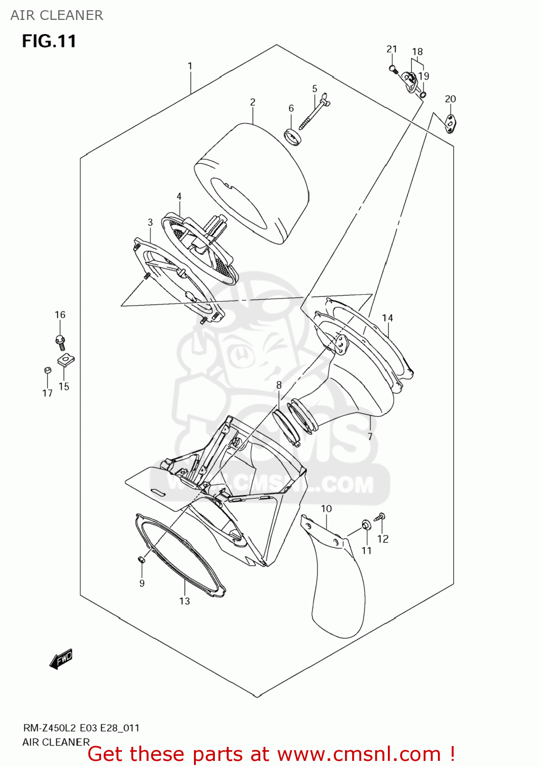 AIR CLEANER RM-Z450 2012 (L2) USA (E03) RMZ450 RM Z450
