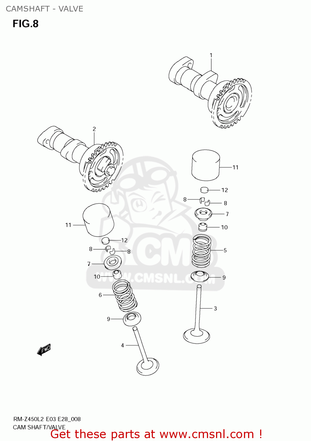 CAMSHAFT - VALVE RM-Z450 2012 (L2) USA (E03) RMZ450 RM Z450