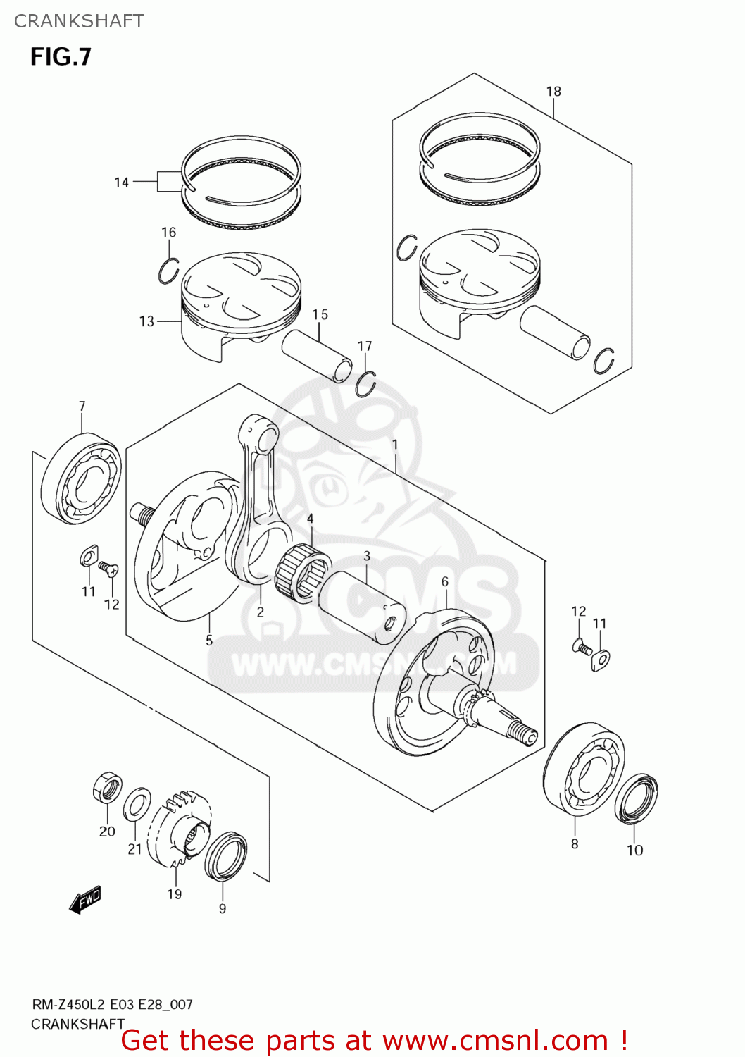 CRANKSHAFT RM-Z450 2012 (L2) USA (E03) RMZ450 RM Z450