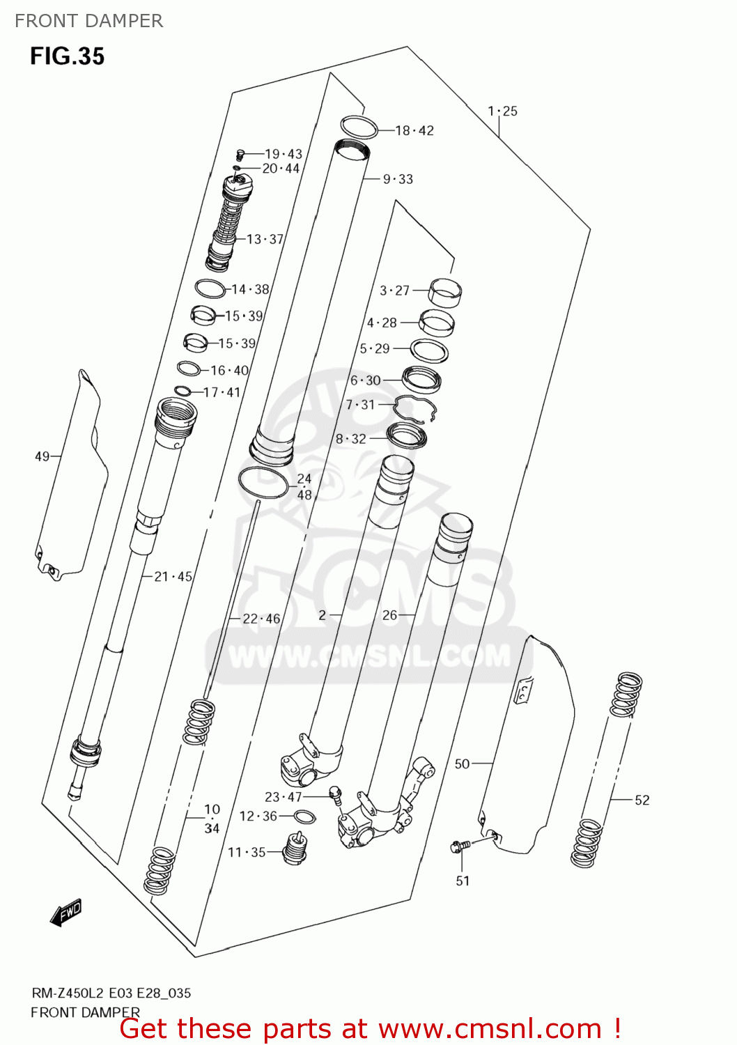 FRONT DAMPER RM-Z450 2012 (L2) USA (E03) RMZ450 RM Z450