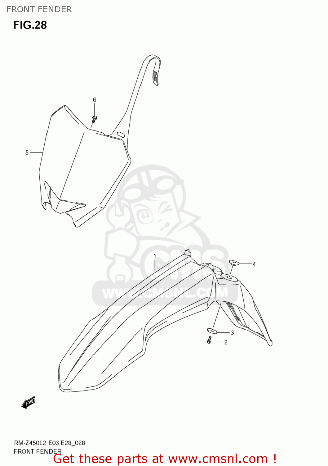 FRONT FENDER RM-Z450 2012 (L2) USA (E03) RMZ450 RM Z450