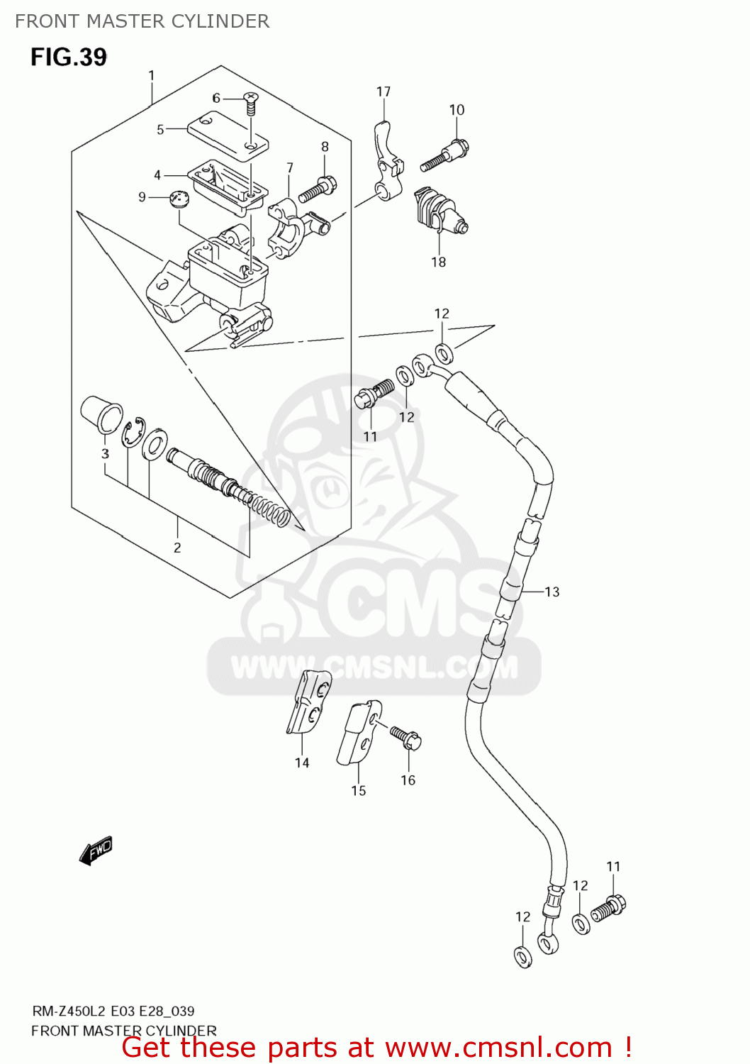 FRONT MASTER CYLINDER RM-Z450 2012 (L2) USA (E03) RMZ450 RM Z450