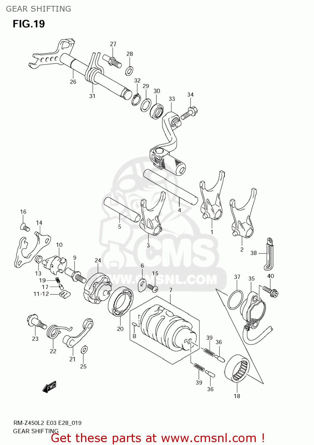 GEAR SHIFTING RM-Z450 2012 (L2) USA (E03) RMZ450 RM Z450