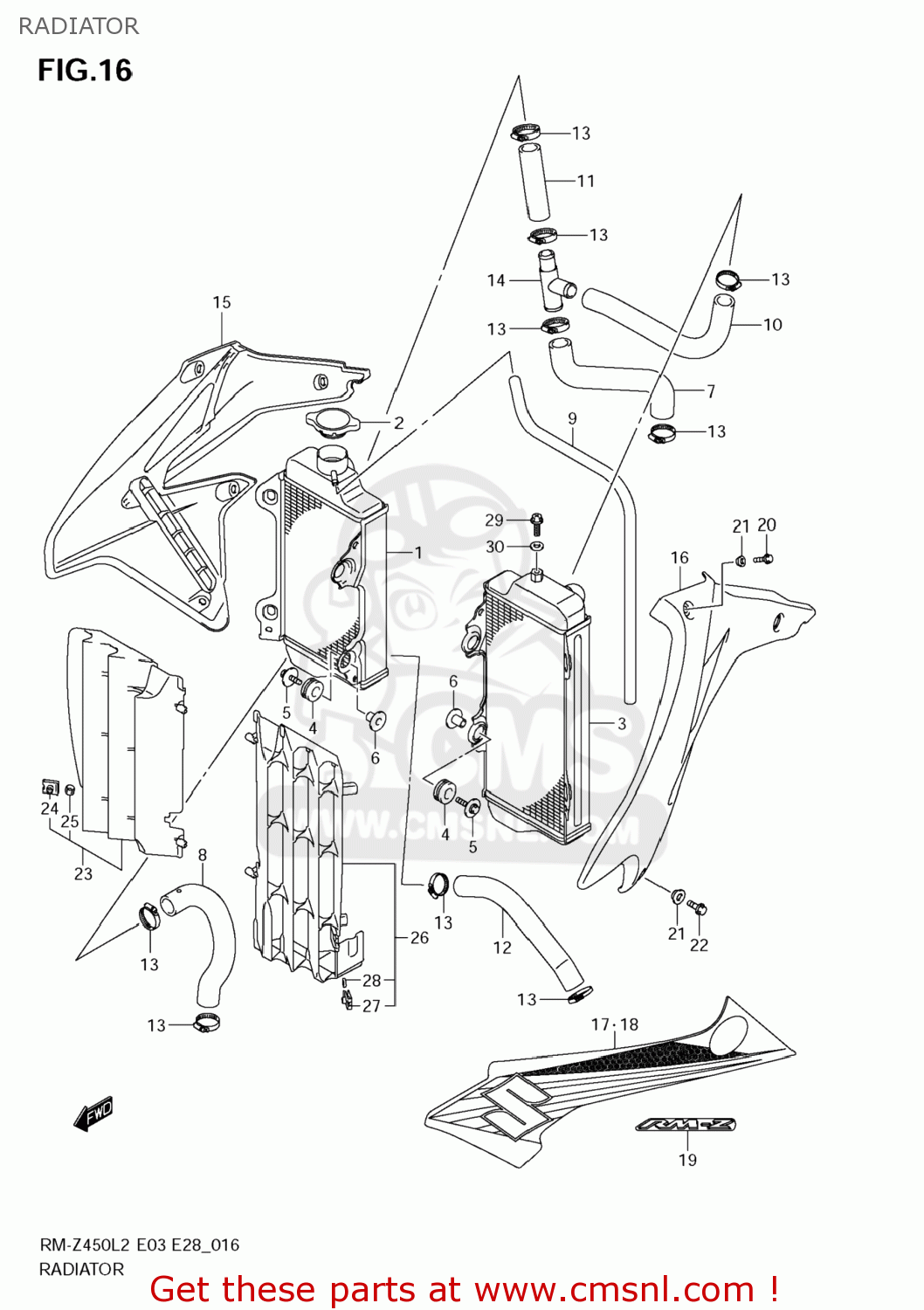 RADIATOR RM-Z450 2012 (L2) USA (E03) RMZ450 RM Z450