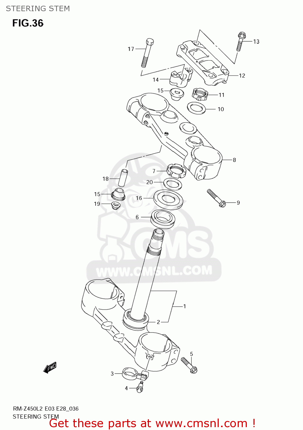 STEERING STEM RM-Z450 2012 (L2) USA (E03) RMZ450 RM Z450