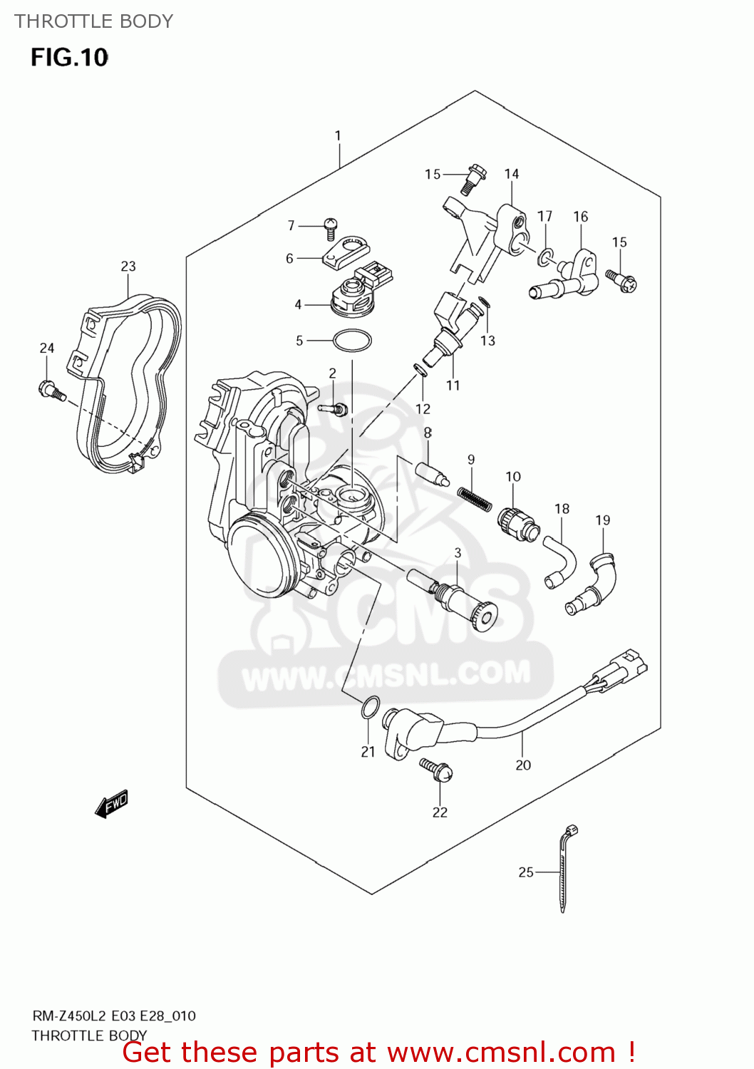 THROTTLE BODY RM-Z450 2012 (L2) USA (E03) RMZ450 RM Z450