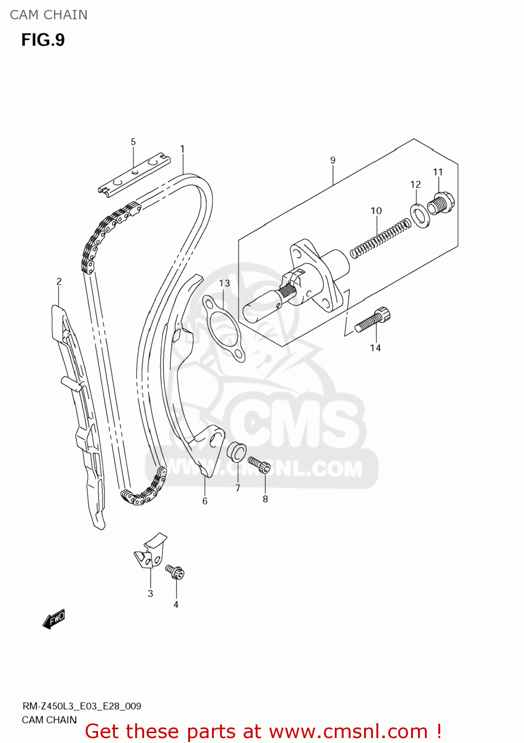 CAM CHAIN RM-Z450 2013 (L3) USA (E03) RMZ450 RM Z450