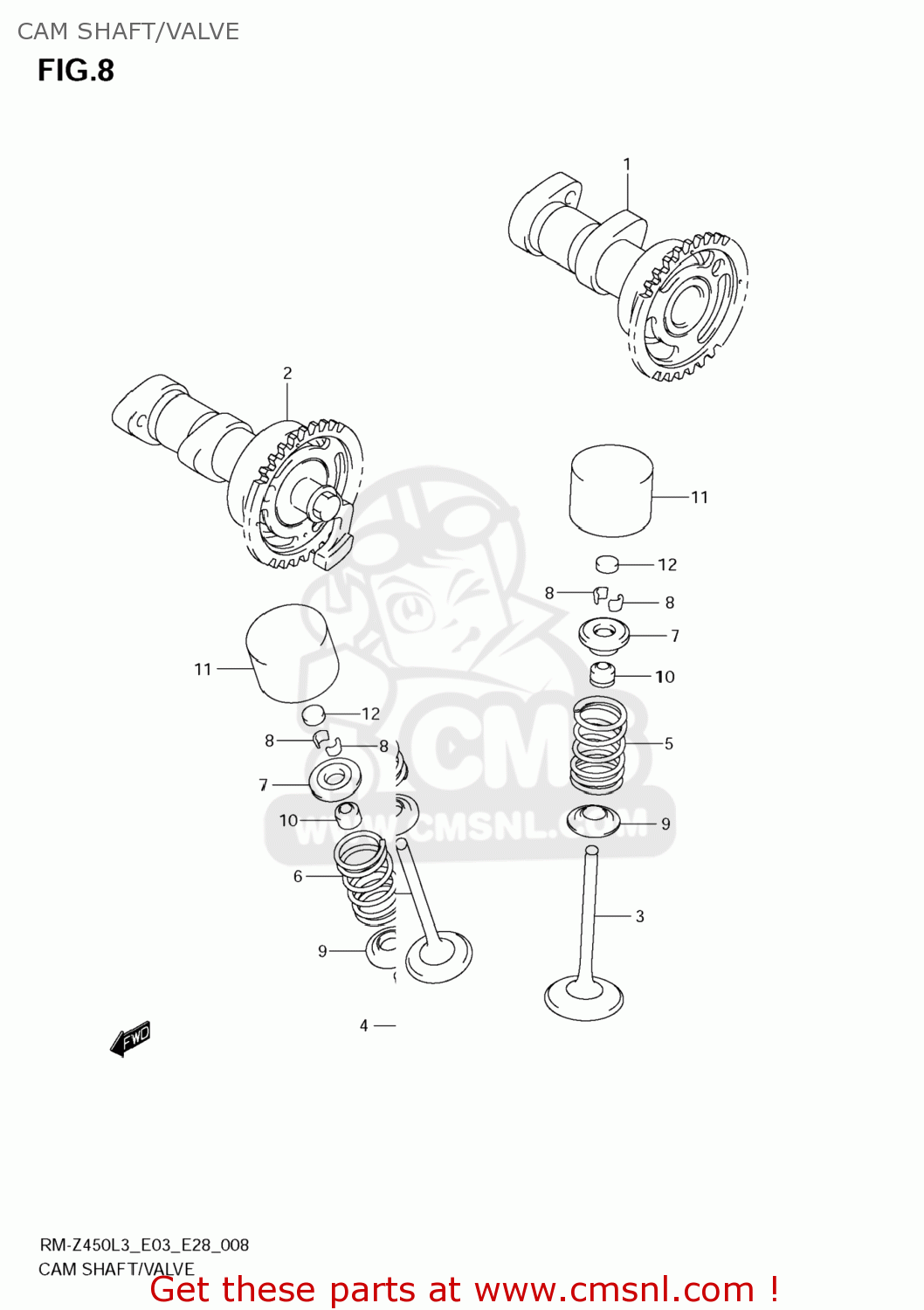 CAM SHAFT/VALVE RM-Z450 2013 (L3) USA (E03) RMZ450 RM Z450