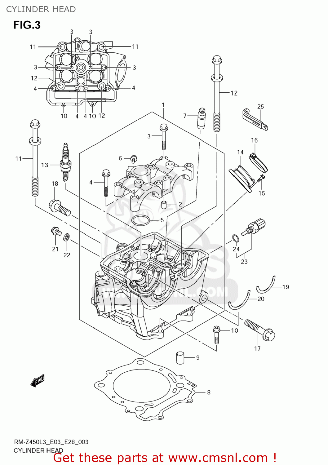 CYLINDER HEAD RM-Z450 2013 (L3) USA (E03) RMZ450 RM Z450