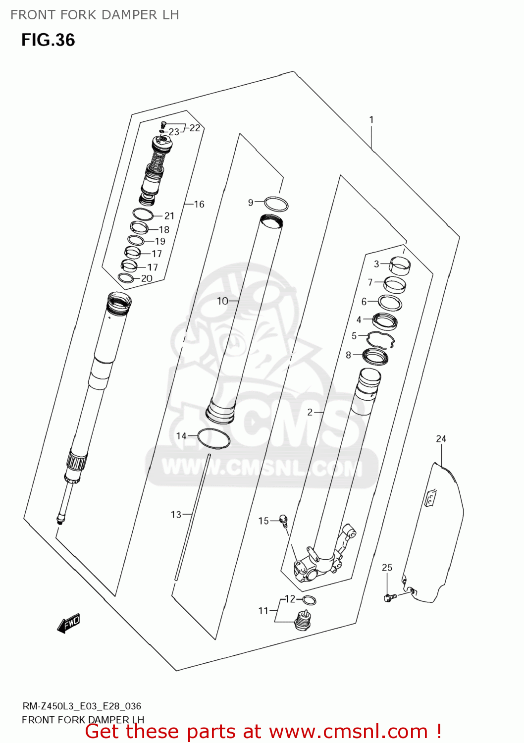 FRONT FORK DAMPER LH RM-Z450 2013 (L3) USA (E03) RMZ450 RM Z450