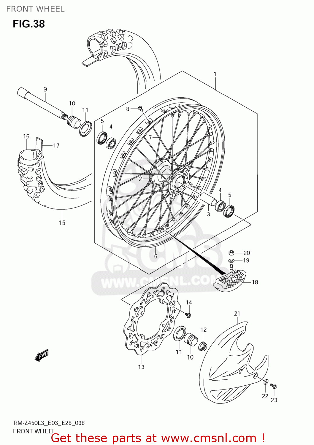 FRONT WHEEL RM-Z450 2013 (L3) USA (E03) RMZ450 RM Z450