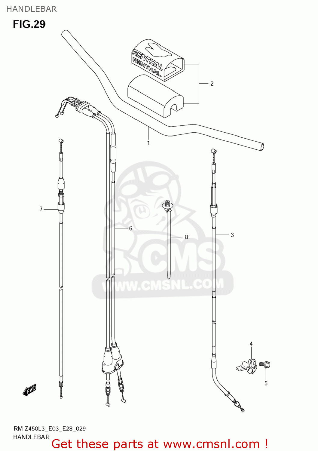 HANDLEBAR RM-Z450 2013 (L3) USA (E03) RMZ450 RM Z450