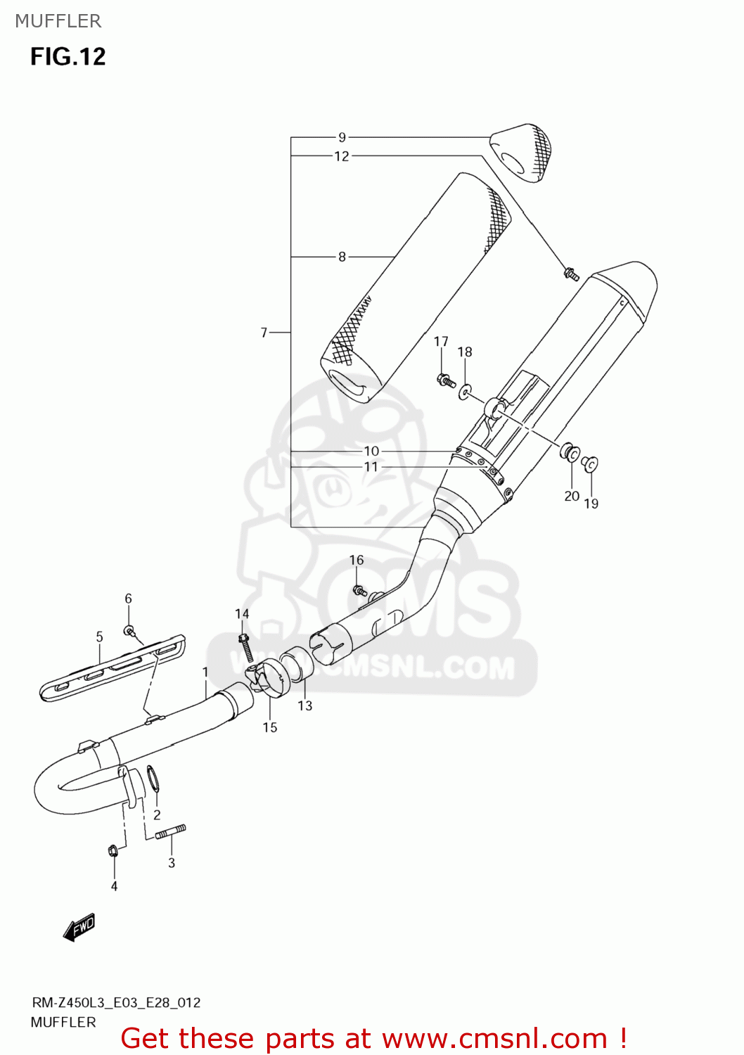 MUFFLER RM-Z450 2013 (L3) USA (E03) RMZ450 RM Z450