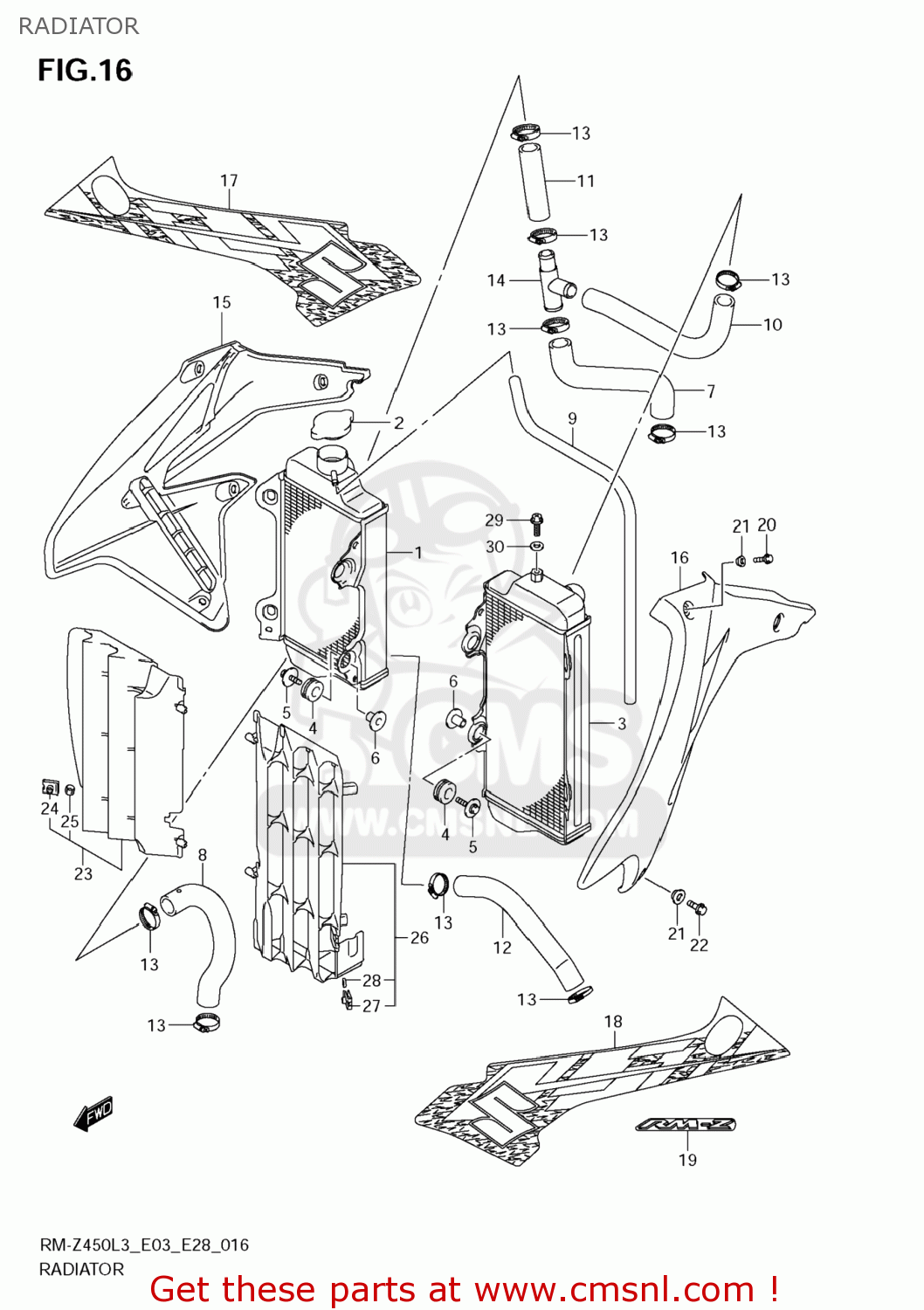 RADIATOR RM-Z450 2013 (L3) USA (E03) RMZ450 RM Z450
