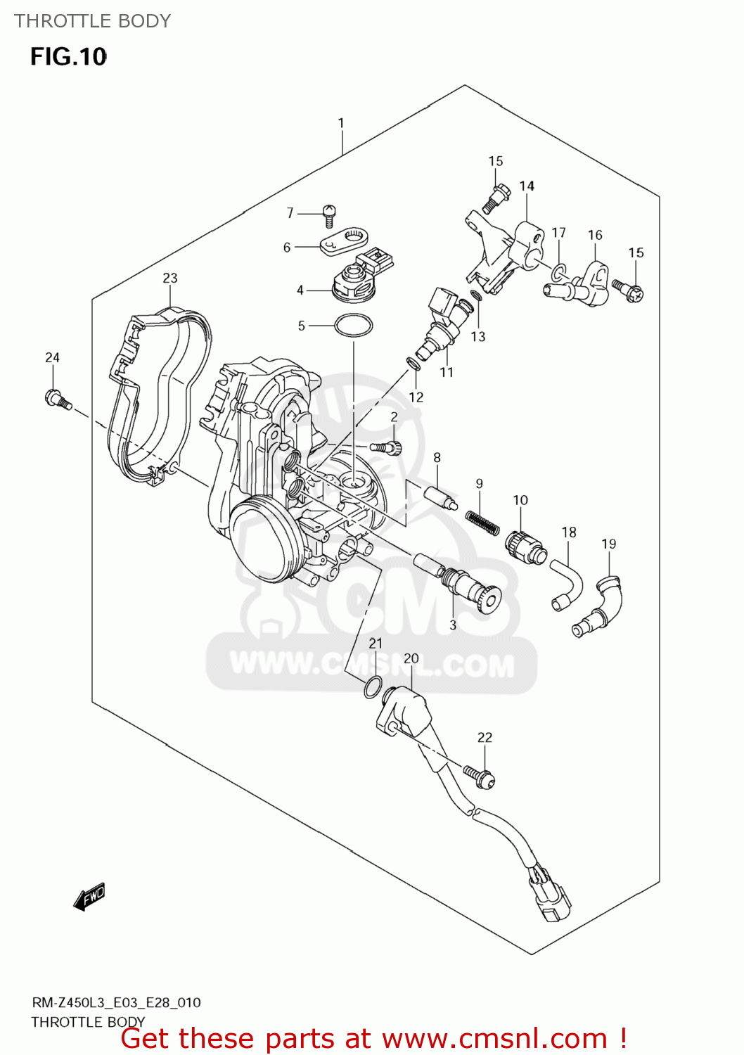 THROTTLE BODY RM-Z450 2013 (L3) USA (E03) RMZ450 RM Z450