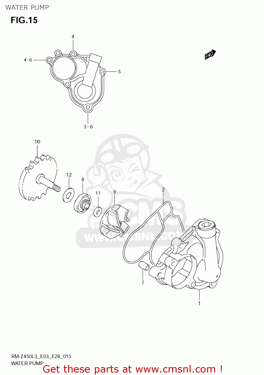 WATER PUMP RM-Z450 2013 (L3) USA (E03) RMZ450 RM Z450