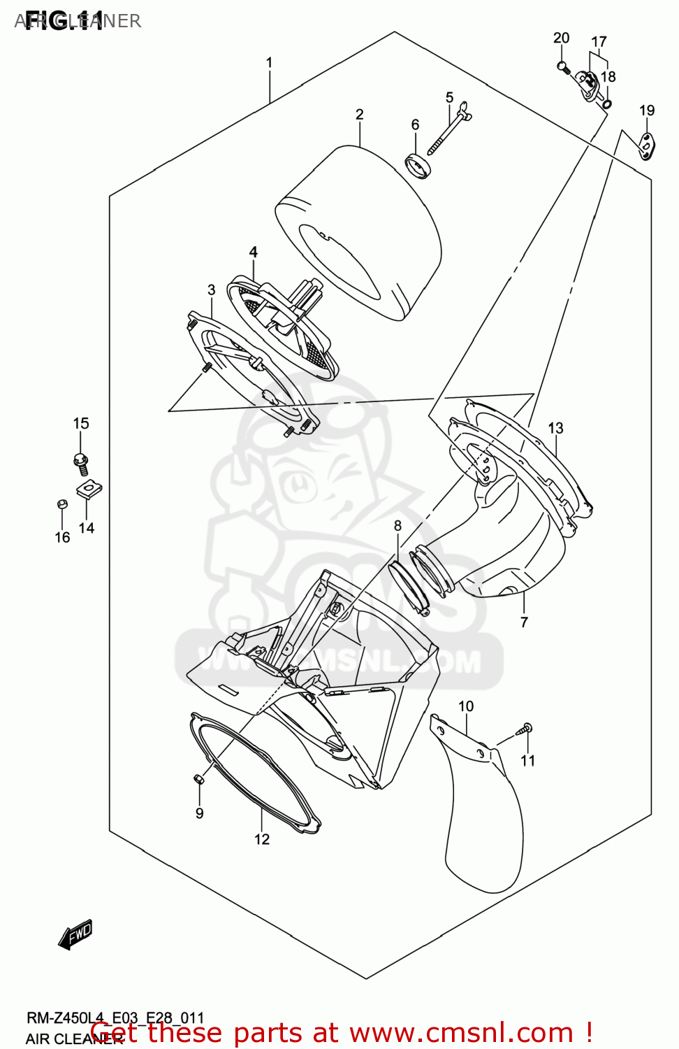 AIR CLEANER RM-Z450 2014 (L4) USA (E03) RMZ450 RM Z450
