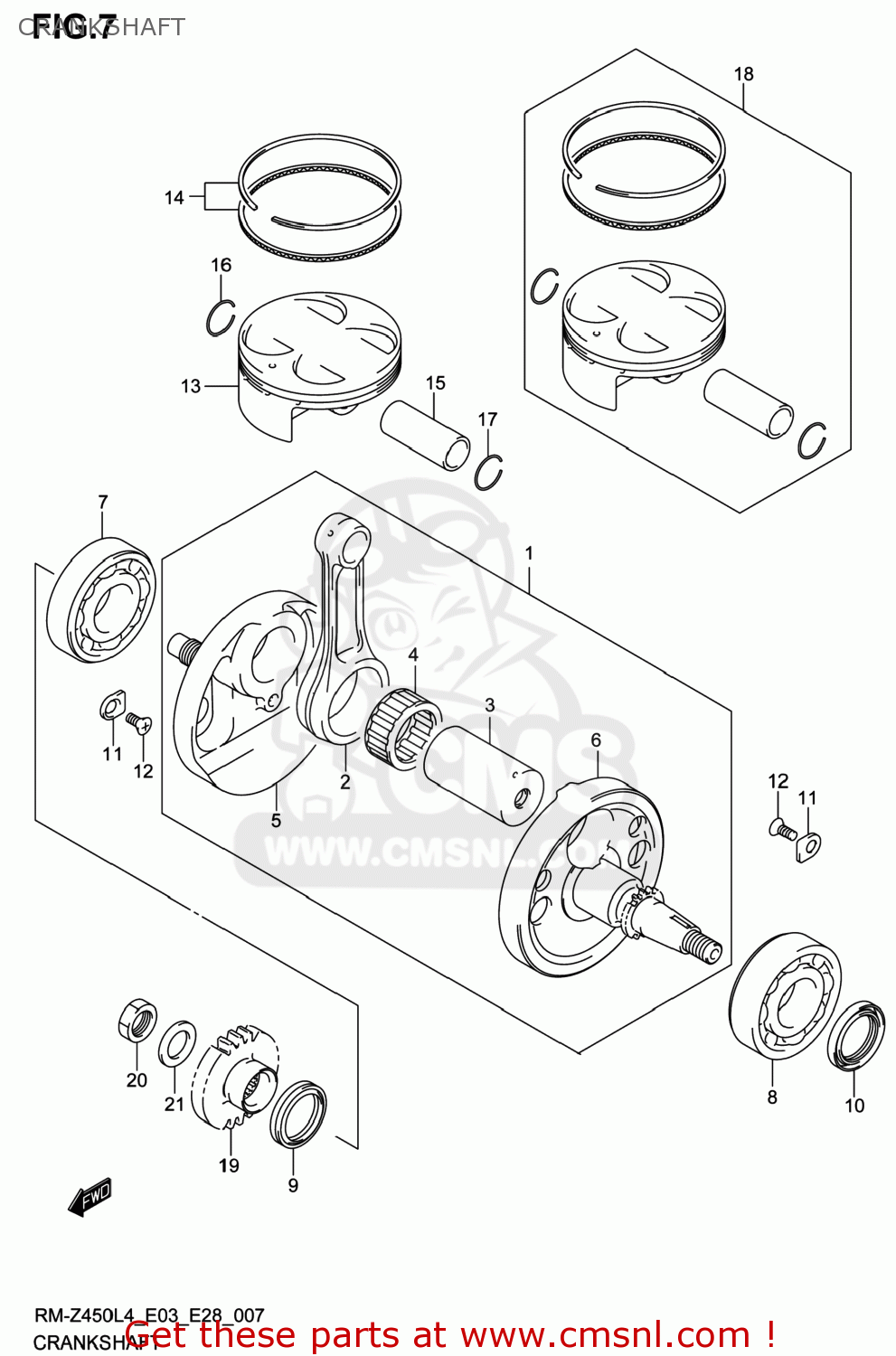 CRANKSHAFT RM-Z450 2014 (L4) USA (E03) RMZ450 RM Z450