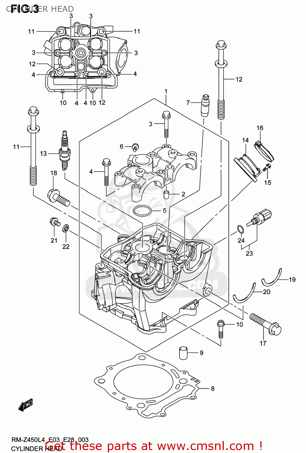 CYLINDER HEAD RM-Z450 2014 (L4) USA (E03) RMZ450 RM Z450