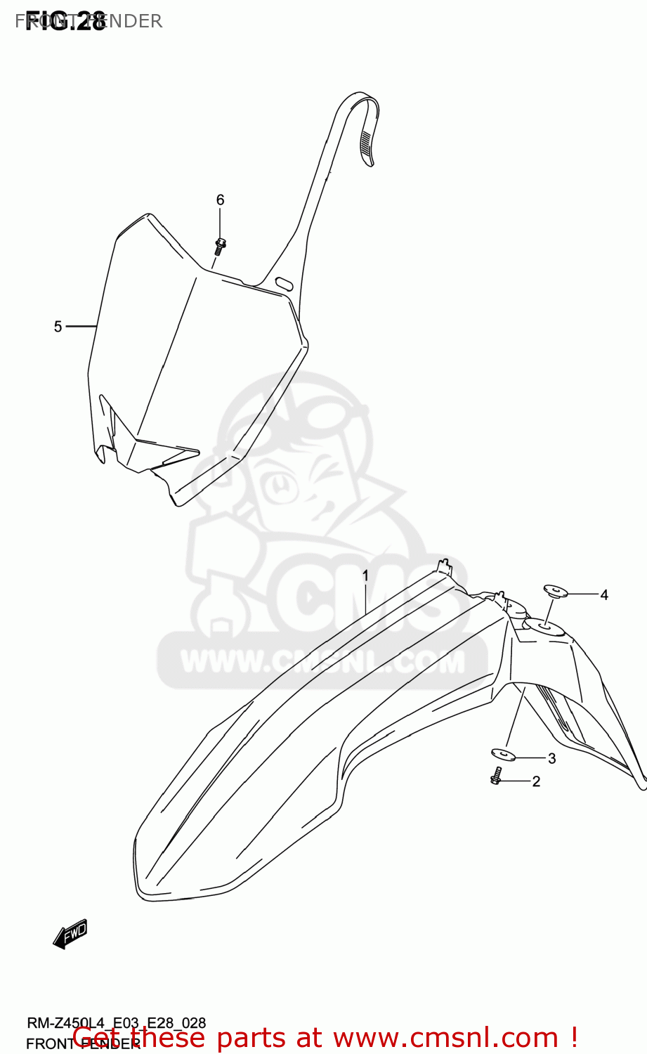 FRONT FENDER RM-Z450 2014 (L4) USA (E03) RMZ450 RM Z450