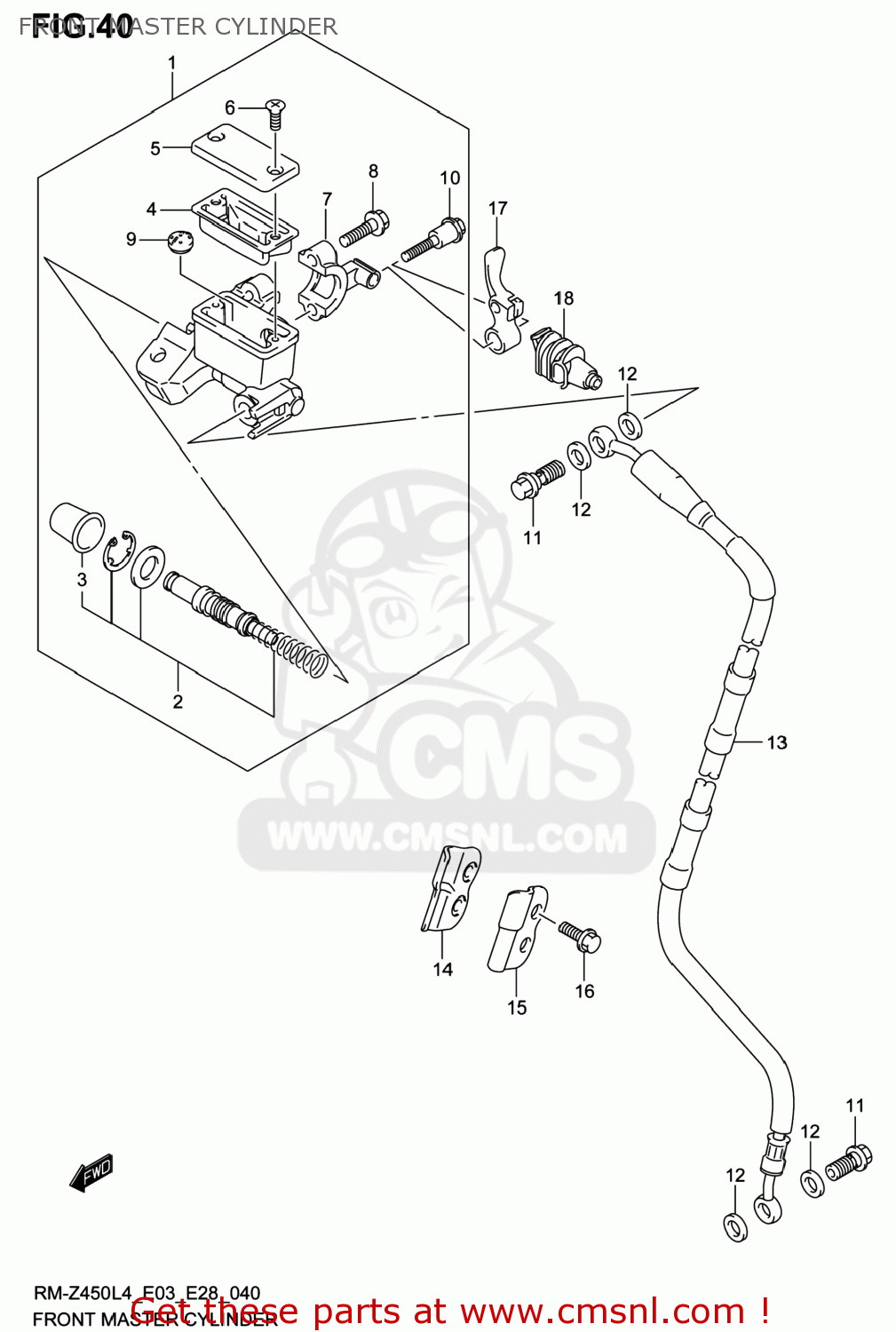 FRONT MASTER CYLINDER RM-Z450 2014 (L4) USA (E03) RMZ450 RM Z450