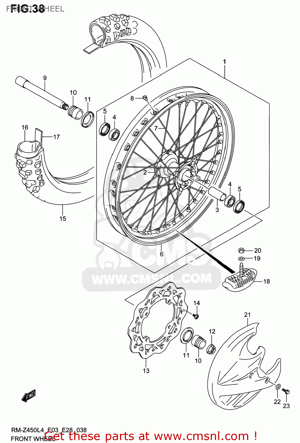 FRONT WHEEL RM-Z450 2014 (L4) USA (E03) RMZ450 RM Z450