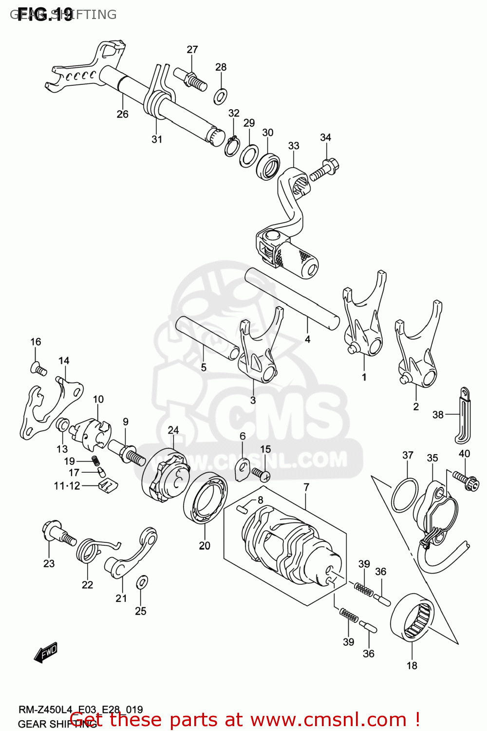 GEAR SHIFTING RM-Z450 2014 (L4) USA (E03) RMZ450 RM Z450