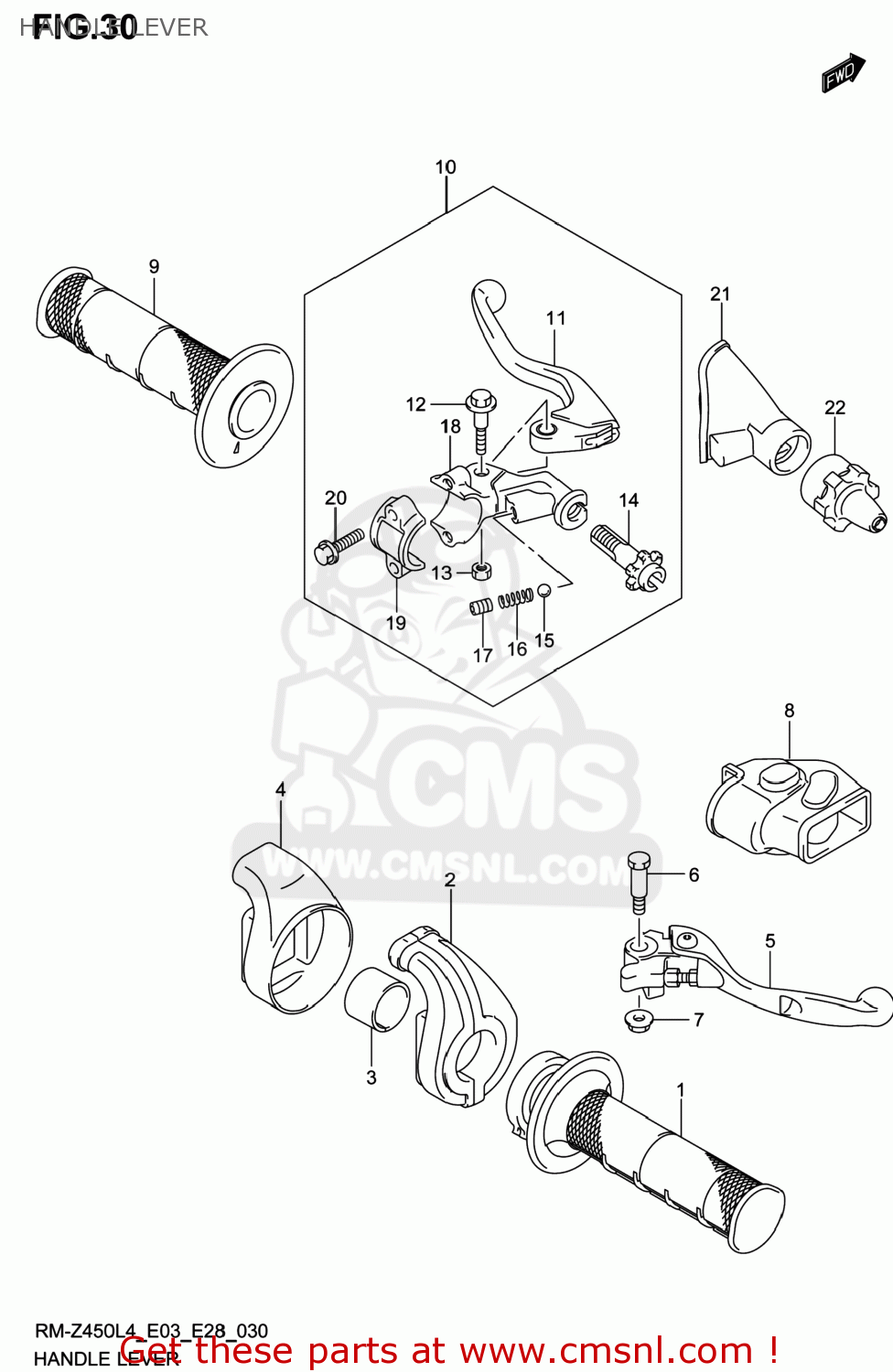 HANDLE LEVER RM-Z450 2014 (L4) USA (E03) RMZ450 RM Z450