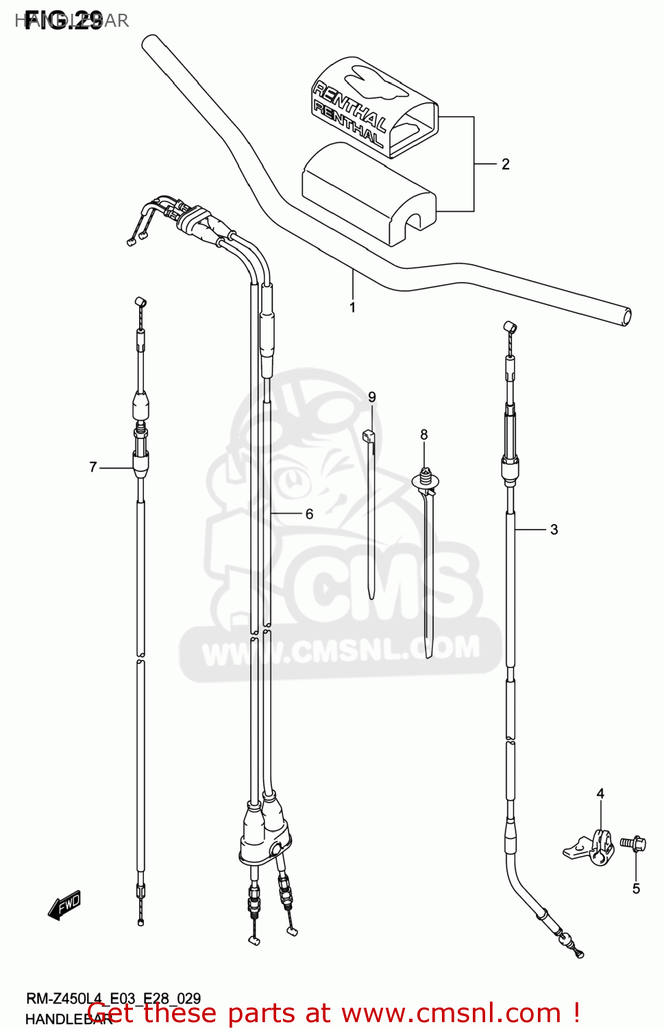 HANDLEBAR RM-Z450 2014 (L4) USA (E03) RMZ450 RM Z450