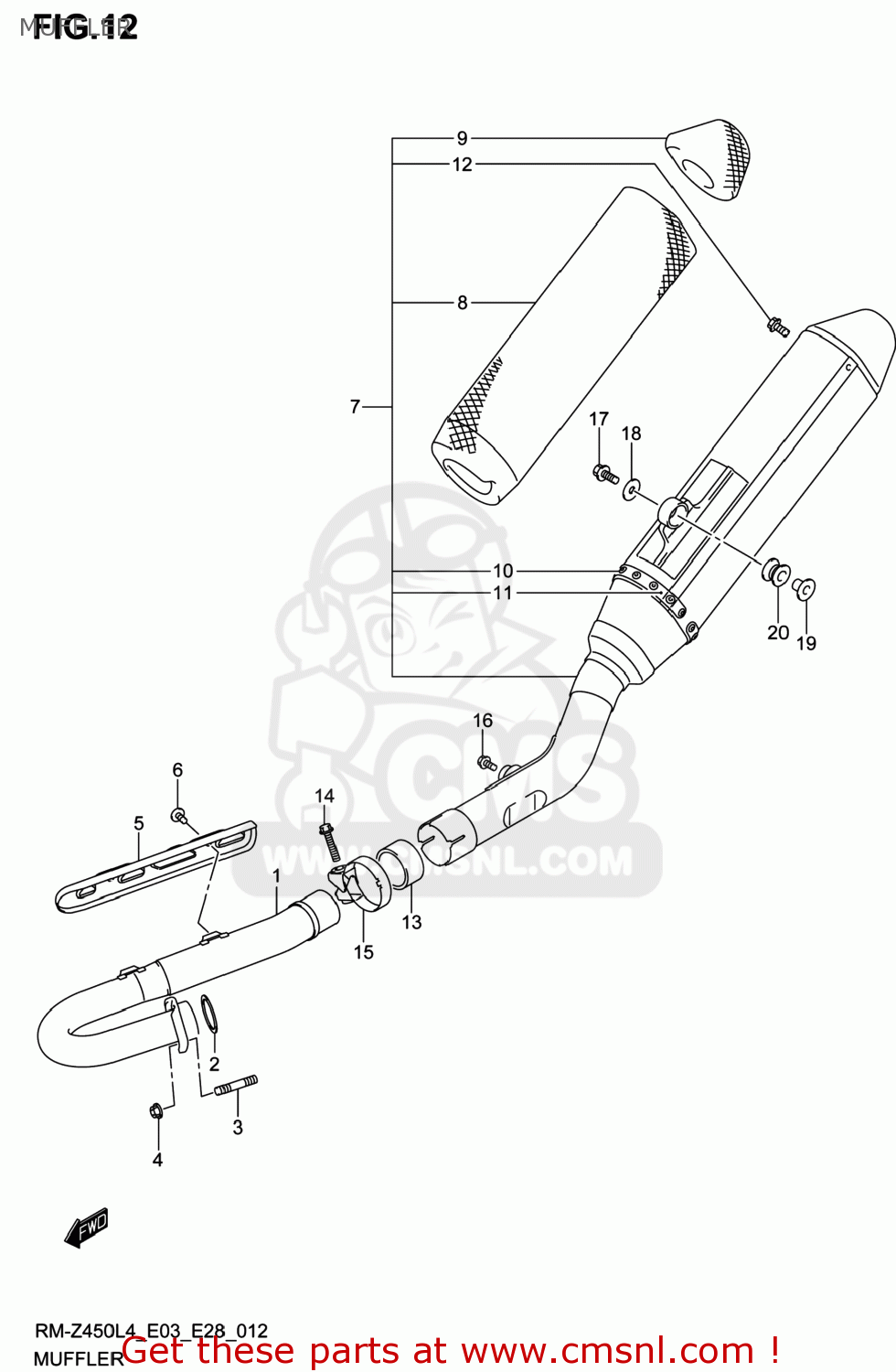MUFFLER RM-Z450 2014 (L4) USA (E03) RMZ450 RM Z450