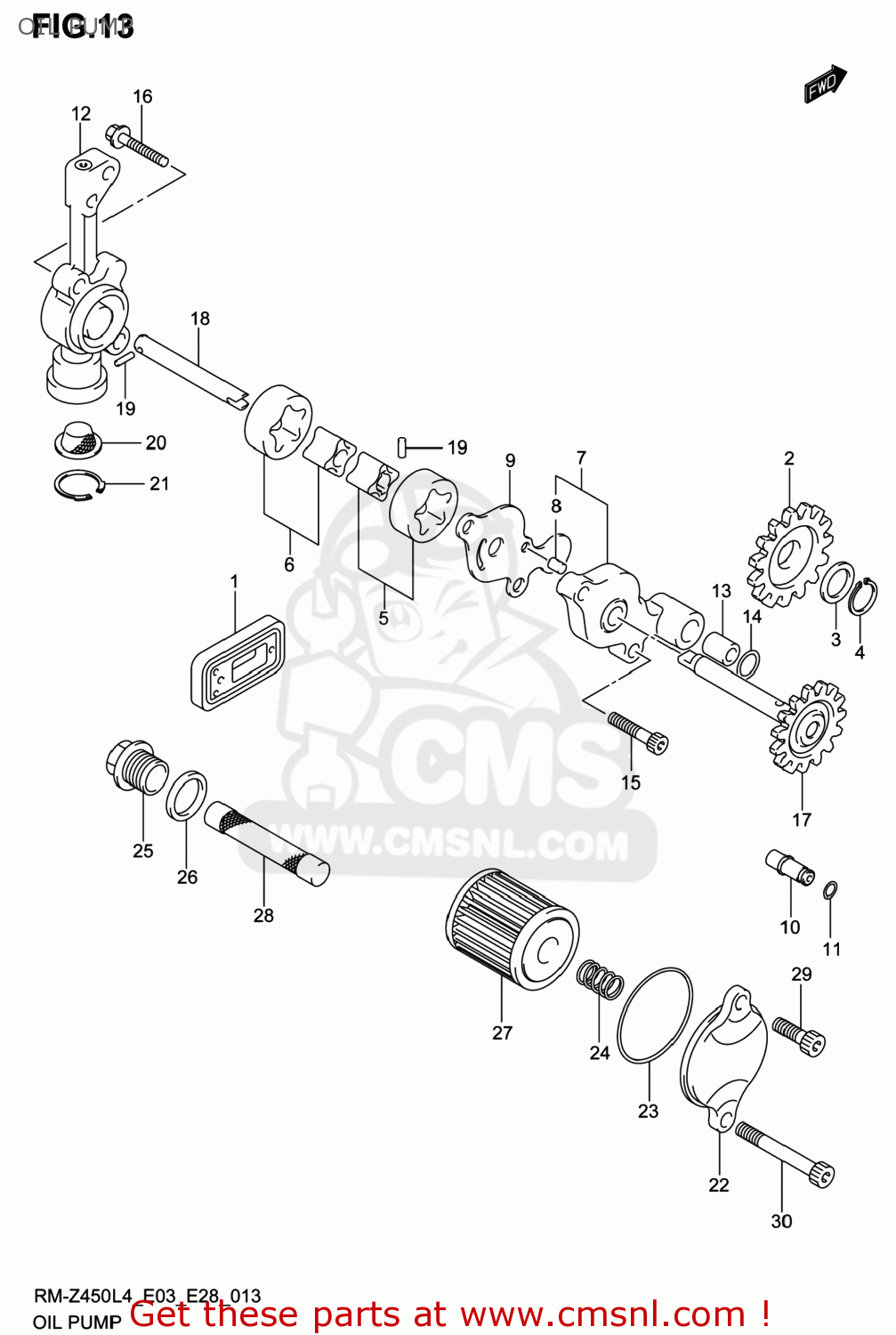 OIL PUMP RM-Z450 2014 (L4) USA (E03) RMZ450 RM Z450