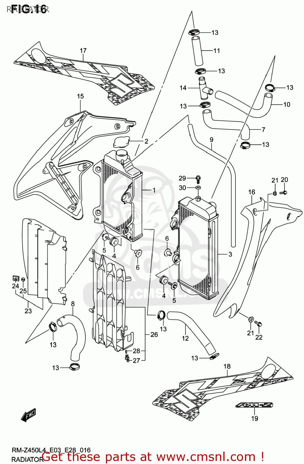 RADIATOR RM-Z450 2014 (L4) USA (E03) RMZ450 RM Z450
